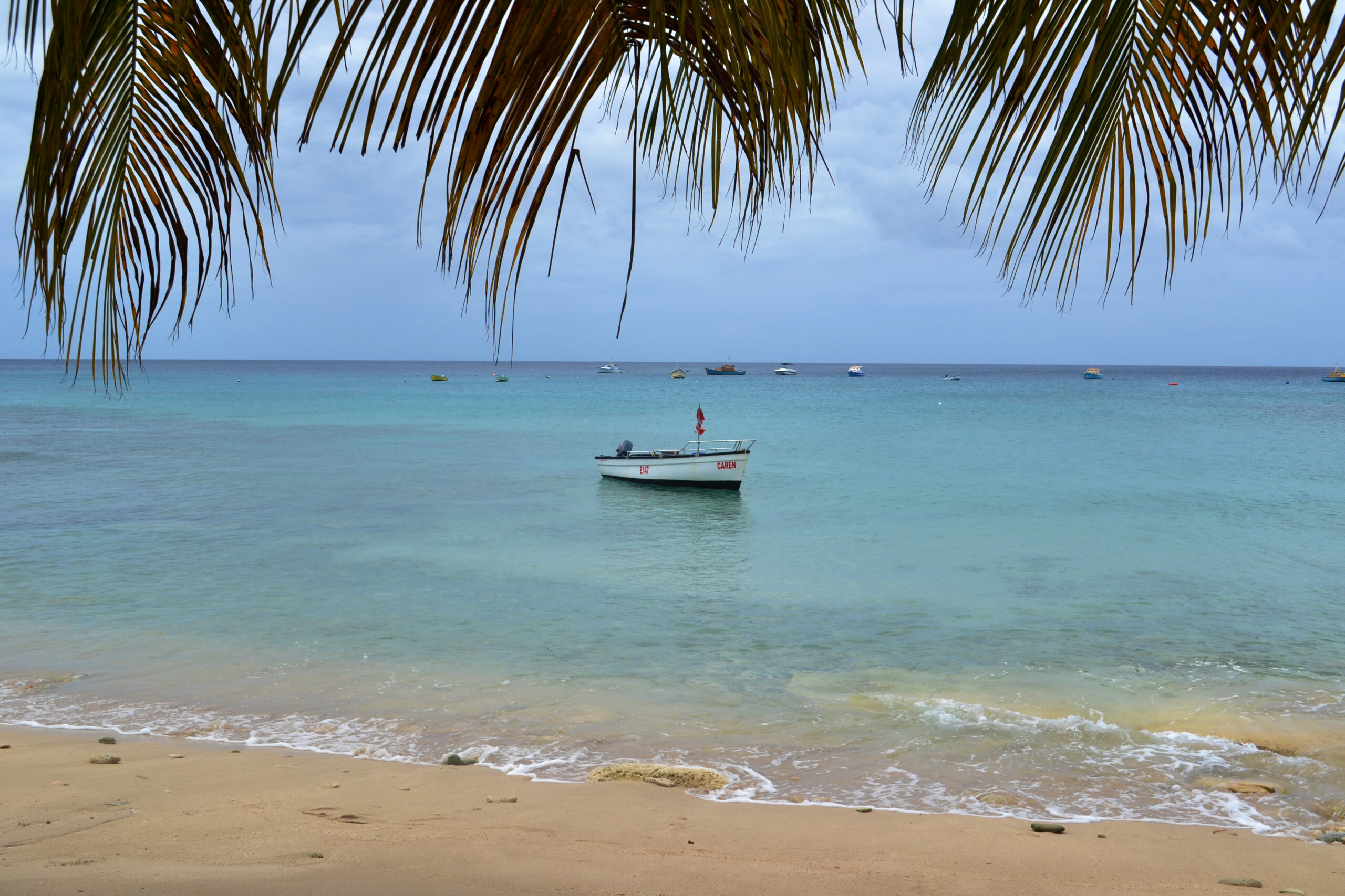 Fishing boats on calm Caribbean water