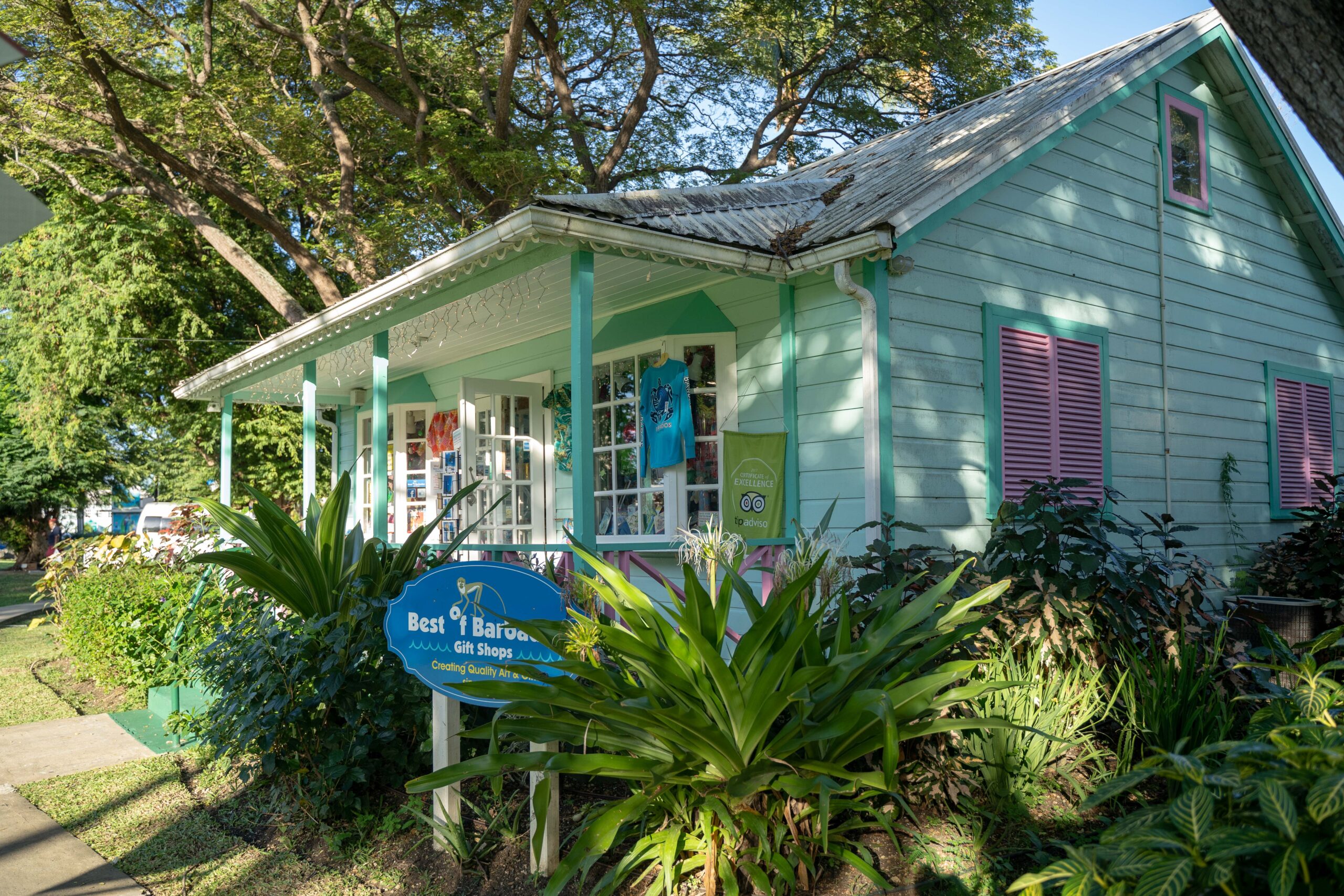 Colourful Caribbean houses representing Barbados chattel house heritage